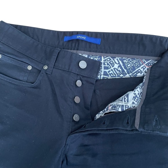 Spoke London Build A Jeans Button Fly Slim Straight Mens 31x32 Navy Blue Stretch - Picture 4 of 8